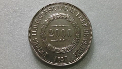 Moeda de 2000 Réis de 1857 Prata 917 3° Sistema 2° Tipo Linda ML 05
