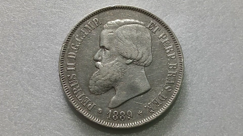 Moeda de 2000 Réis de 1889 Prata 917 3° Sistema 4° Tipo ( RAMO DE CAFÈ SOLTO ) Linda ML 14