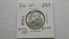 Moeda de 500 Réis de 1868 Prata 917 3° Sistema 3° Tipo Linda ML 09 na internet