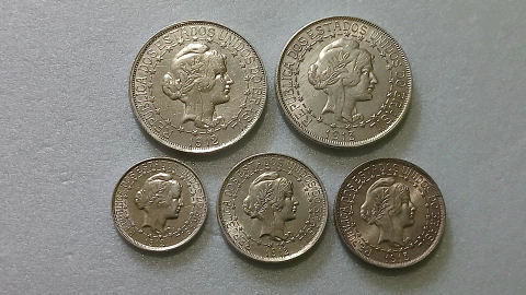 Moedas de 2000 / 1000 / 500 Réis de 1912 e 1913 Estrelas Ligadas Serie Completa ML 01 Lindas