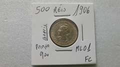Moeda de 500 Réis de 1906 República Prata 900 Flor de Cunho ML 01 na internet