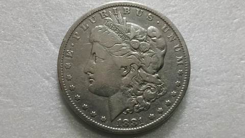 Moeda De 1 Dollar De 1881 Prata 900 26.73 GR 38.1 mm KM# 110 MORGAN DOLLAR