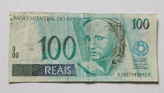 Cédula de 100 Reais de 2007 C 330 Serie A 2867086842 A Chancelas de Guido Mantega e Henrique C. Meirelles MBC Circulada