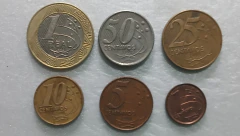 Moedas de 1 Real /50/25/10/5/1 centavos de 1998 Serie Completa Moedas Circuladas BH 11