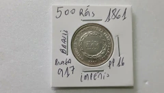 Moeda de 500 Réis de 1861 Prata 917 Império 3º Sistema Monetário 2º Tipo ( 6,3 GR 25,5 MM ) PP 16 na internet