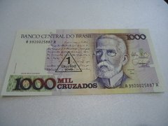 Cédula de 1 Cruzado Novo de 1989 C 197 1ª Serie A 9920025887 a Chancelas de Maílson F. Nóbrega e Elmo Camões Flor de Estampa