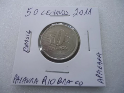 Moeda de 50 Centavos de 2011 Aço Inox Reverso Palavra Rio Branco Apagada C19