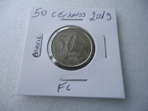 Moeda de 50 Centavos de 2019 Aço Inox Flor de Cunho