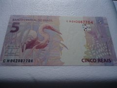Cédula de 5 Reais de 2015 C 341 Serie C H 042087704 Levy / Tombini Flor de Estampa