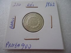 Moeda de 200 Réis de Prata de 1862 Prata 917 Coroa de Espinho 2º Tipo J14