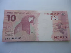 Cédula de 10 Reais de 2018 C.348 Serie G C 024821317 Chancelas de Meirelles e Goldfajn Flor de Estampa