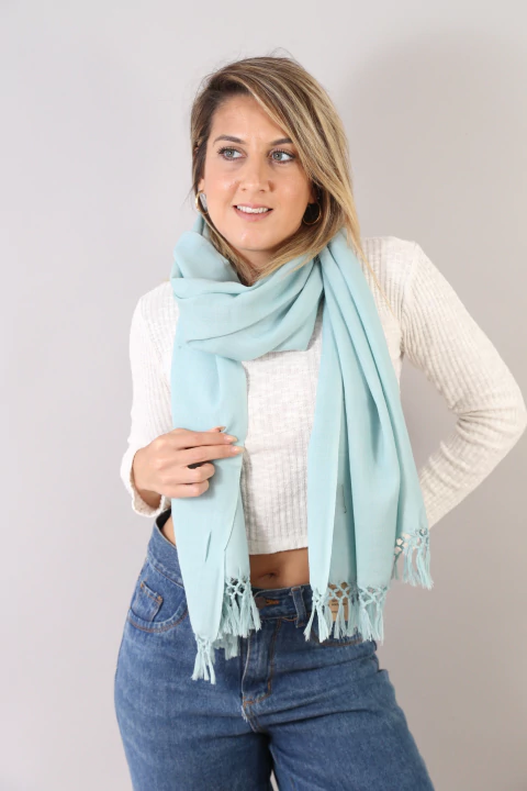 Pashmina 100% Lana 65x200cm #237 en internet