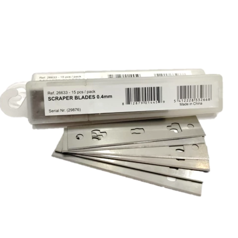 Scraper blades 0,4mm Face Única ( CX 15 Unid.) Lâmina de raspador