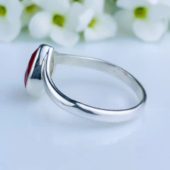 Anel de prata 925 com pedra natural rubi (A2916) - loja online