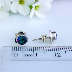 Brincos de prata 925 com pedra natural topázio místico (B2393) na internet