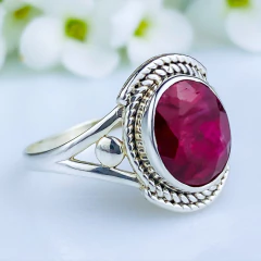 Anel de prata 925 com pedra natural rubi (A2912) - comprar online