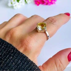 Anel de prata 925 com pedra natural citrino (A2891) na internet