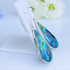 Brincos de prata 925 com abalone natural (B2191) na internet