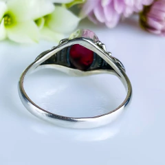 Anel de prata 925 com pedra natural rubi (A2716) - PRATAdaPEDRA