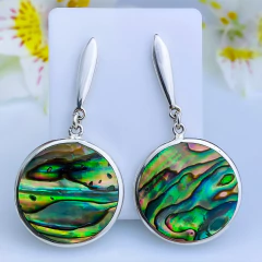 Brincos de prata 925 e abalone (B2425)