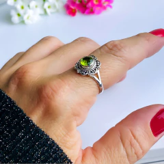 Anel de prata 925 com pedra natural peridoto (A2876) - comprar online