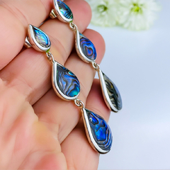 Brincos de prata 925 com abalone natural (B2195) - PRATAdaPEDRA