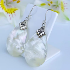 Brincos de prata 925 e madrepérola (B2432) - PRATAdaPEDRA