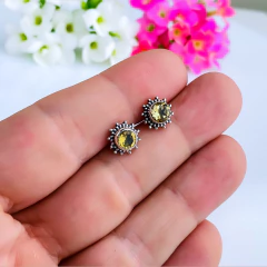 Brincos de prata 925 com pedra natural citrino (B2379) na internet