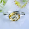 Anel de prata 925 com pedra natural citrino (A2388)