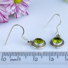 Brincos de prata 925 com pedra natural peridoto (B2159) - loja online
