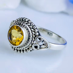 Anel de prata 925 com pedra natural citrino (A2550) na internet