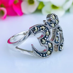 Anel ON de prata 925 com marcassitas (A2853) - comprar online