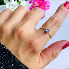 Anel de prata 925 com pedra natural topázio místico (A2864)