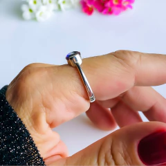 Anel de prata 925 com pedra natural topázio místico (A2885) na internet