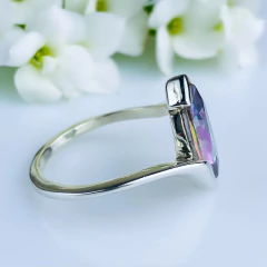 Anel de prata 925 com pedra natural topázio místico (A2904) na internet