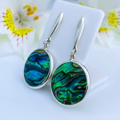 Brincos de prata 925 e abalone (B2425) - PRATAdaPEDRA