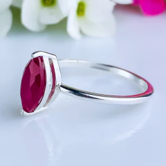Anel de prata 925 com pedra natural rubi (A2871) - loja online