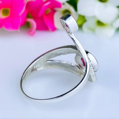 Anel de prata 925 com pedra natural ágata vermelha e marcassita (A2849) na internet