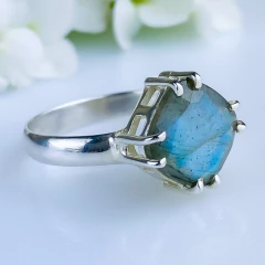 Anel de prata 925 com pedra natural labradorita (A2893) - comprar online
