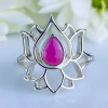 Anel de prata 925 flor de lótus com pedra natural ágata (A2255)