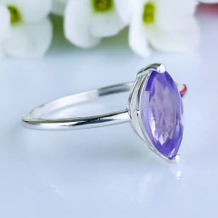 Anel de prata 925 com pedra natural ametista (A2870) - comprar online