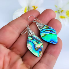 Brincos de prata 925 e abalone (B2421) - loja online