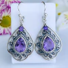 Brincos de prata 925 com pedra natural ametista (B2209)