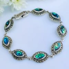 Pulseira de prata 925 com abalone e marcassitas naturais (PB442)