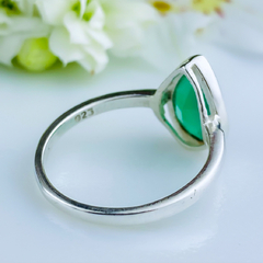 Anel de prata 925 com pedra natural ágata verde (A2395) - PRATAdaPEDRA