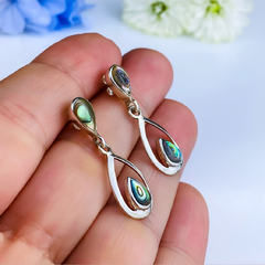 Brincos de prata 925 com abalone natural (B2194) - loja online