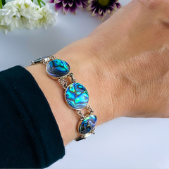 Imagem do Pulseira de prata 925 com abalone natural (PB441)