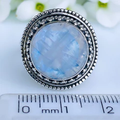 Anel de prata 925 com pedra da lua natural (A2905)