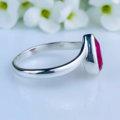 Anel de prata 925 com pedra natural rubi (A2916) na internet