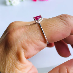 Anel de prata 925 com pedra natural rubi (A2863) na internet